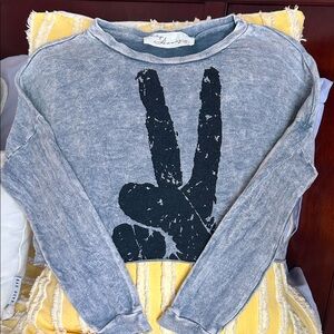 Vintage Havana Peace Sign Cropped Sweatshirt